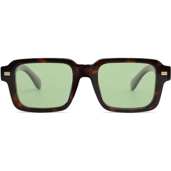 Trendy Square Polarized Sunglasses for Women Men, 70s 80s Retro Vintage/green main image 4